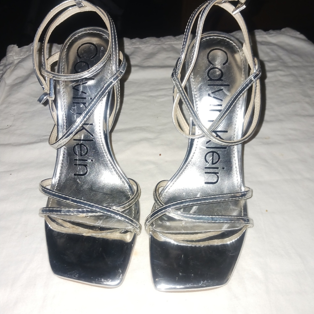 Calvin Klein Metallic Silver Heels